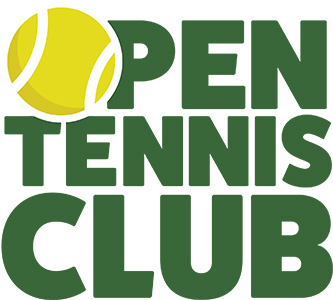 Open Tennis Club logo, keltainen tennispallo ja teksti